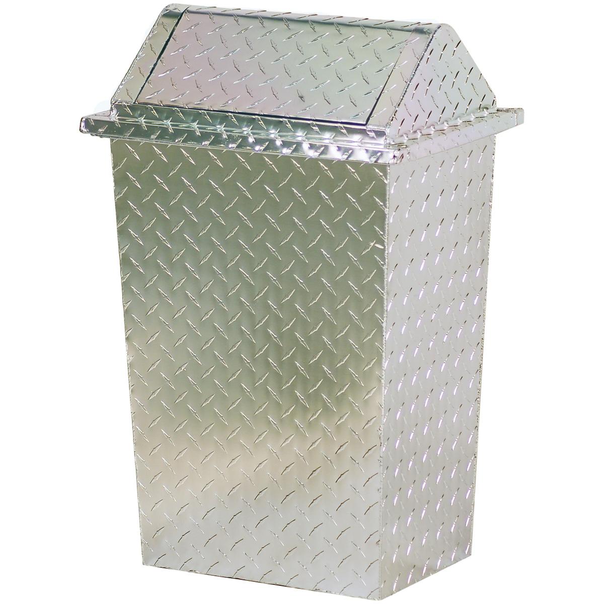 DISCONTINUED] Diamond Plate Swivel Top Trash Can - FREE SHIPPING