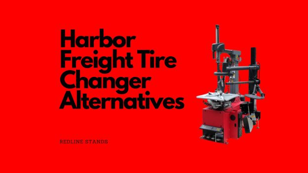 A tire changer with a harbor freight tire changer alternative text on it